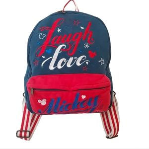 Disney Parks Americana Patriotic Mickey Mouse Icon Book Bag Backpack Embroidered